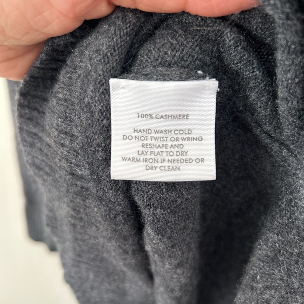 White + Warren Cashmere M/L Heather Dark Grey Oversized Turtleneck Sweater - Picture 5 of 7